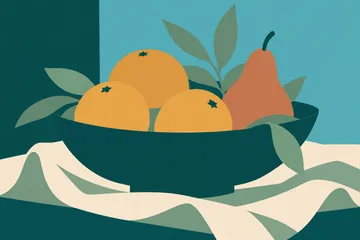 Fruit bowl with contrasting color blocks
