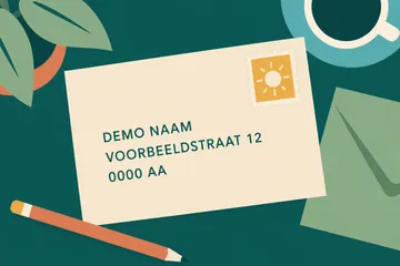 Adresskarte mit klar fiktiven Beispieldaten