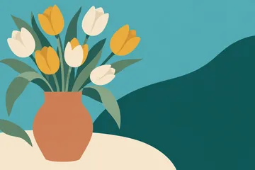 Tulips in a vase with space for a watermark